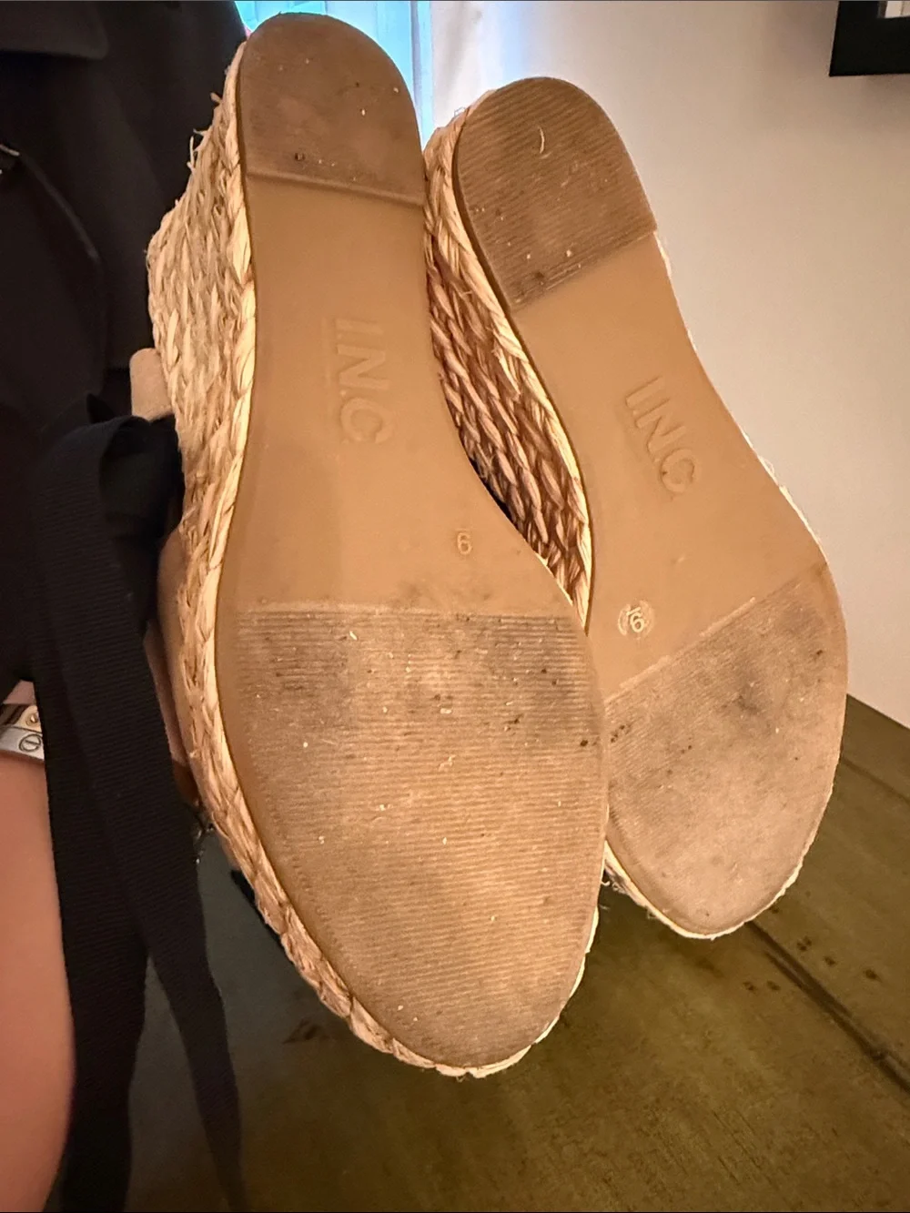 Women’s Black and Tan Espadrille Wedge Sandals